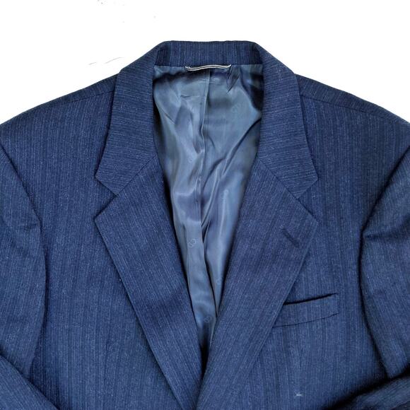 Dior Vintage Navy Pinstriped Wool Dinner Jacket Blazer Classic Tailoring Staple - Picture 9 of 16